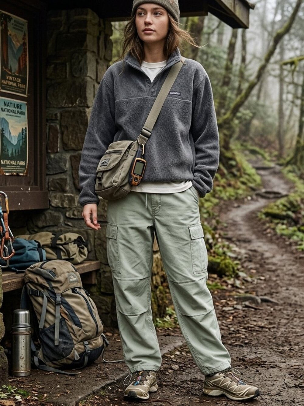 ZARA Cotton Oversized Cargo Parachute Pants Utility Y2K Revival Sage Green XL